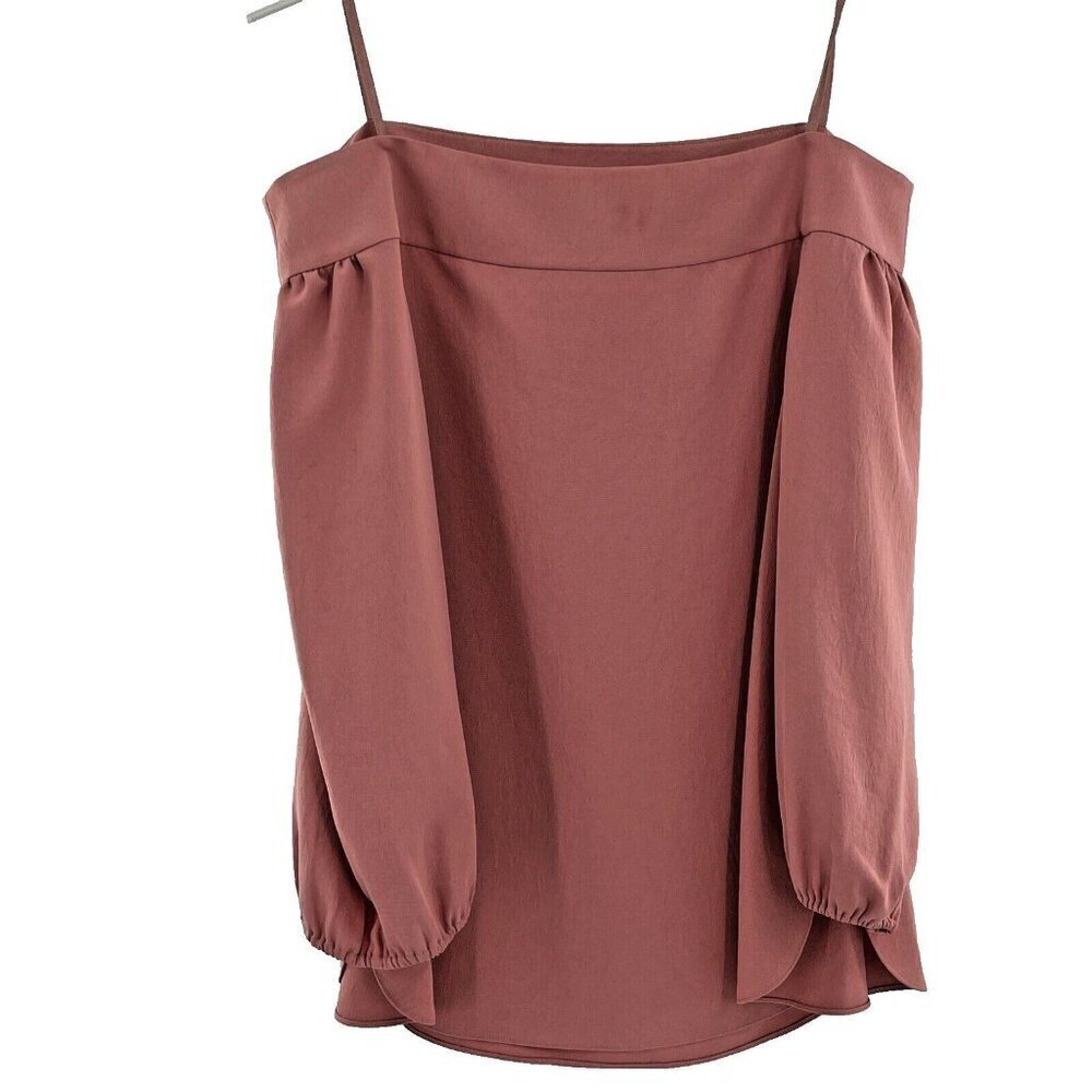 Tibi Twill Off the Shoulder Top Blouse Shirt Womens 6 Pink 3/4 Sleeves‎ **READ**
